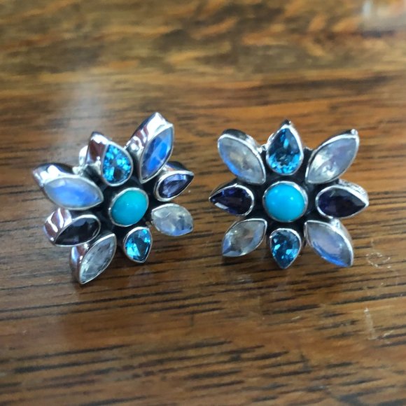 $52 Nicky Butler Estate Clip On Earrings925 IndiaSterling Silver